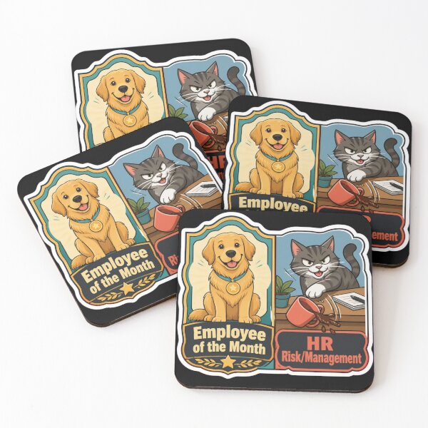 Item preview, Employee of the month dog and HR cat humor art designed and sold by Bywithrose instant studio.
