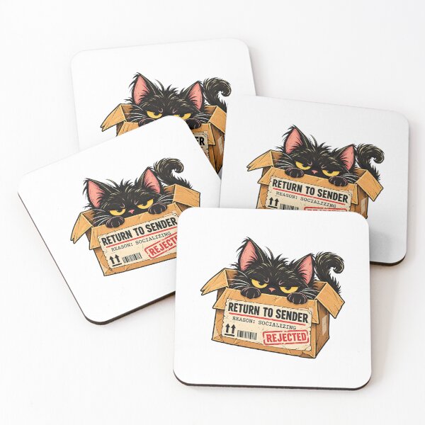 Item preview, Return To Sender Socializing Black Cat Sticker - Funny Introvert Quote designed and sold by VYBEHAUS.