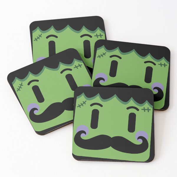 Item preview, Cute Frankenstein Monster with Mustache Halloween Cartoon designed and sold by ImStickerHappy.