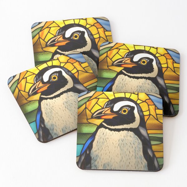 Item preview, Stained Glass Penguin Halo Portrait Art designed and sold by pinkal.