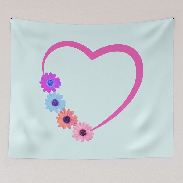 Item preview, Pink heart accented with Colorful daisies  designed and sold by SuncatcherPhoto.