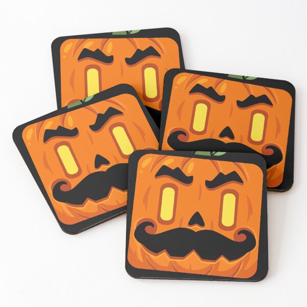 Item preview, Cute Square Jack O Lantern Pumpkin with Mustache designed and sold by ImStickerHappy.
