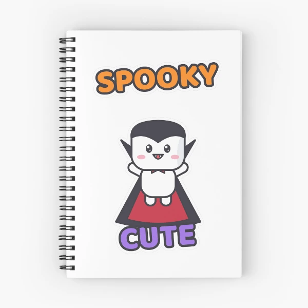 Spooky Cute - Vampire Marshmallow Pip Halloween — Spiral Notebook by BiMood