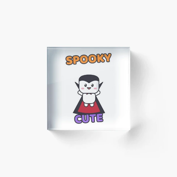 Spooky Cute - Vampire Marshmallow Pip Halloween — Acrylic Block by BiMood
