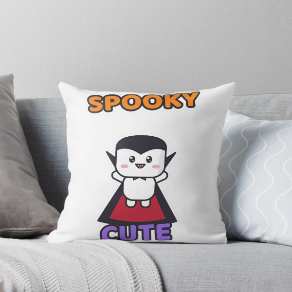 Spooky Cute - Vampire Marshmallow Pip Halloween — Throw Pillow by BiMood