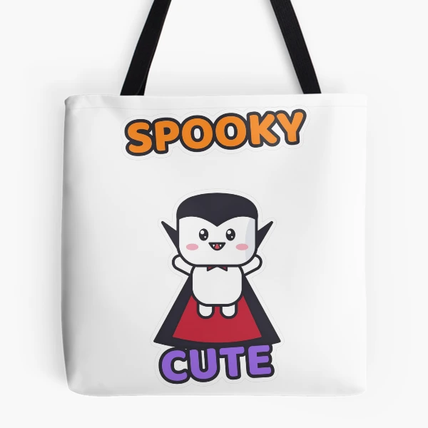 Spooky Cute - Vampire Marshmallow Pip Halloween — All Over Print Tote Bag by BiMood