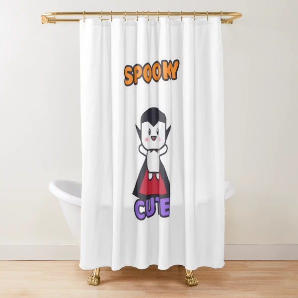 Spooky Cute - Vampire Marshmallow Pip Halloween — Shower Curtain by BiMood
