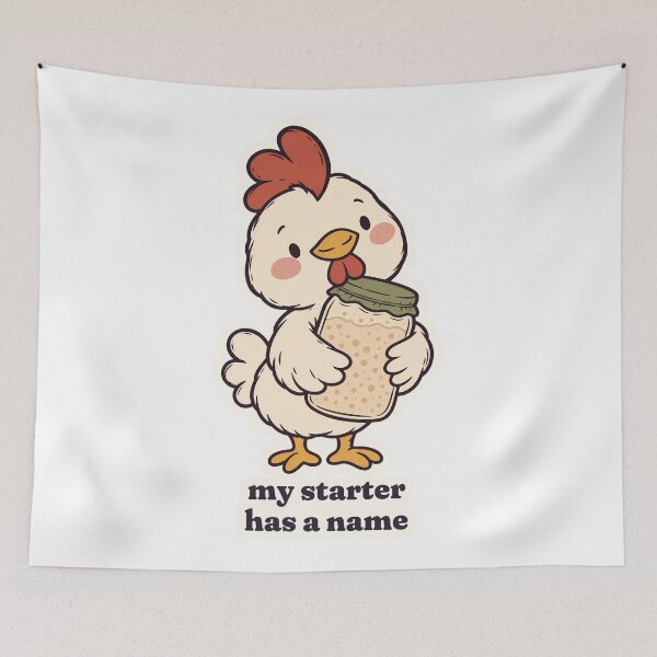Item preview, Proud Chicken Hugging Sourdough Starter Jar designed and sold by OuqCreations.