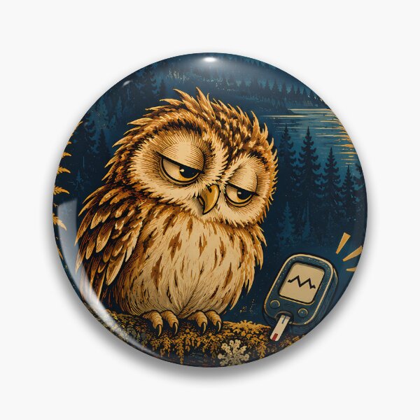 Item preview, Sleepy Owl and Glucose Meter – Midnight Diabetes Humor designed and sold by Jaani-T.