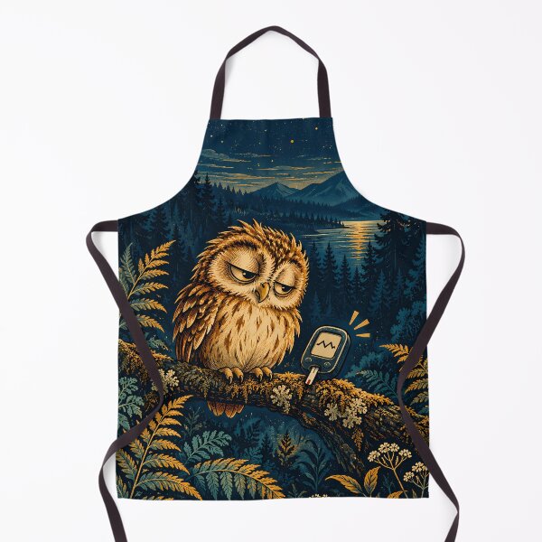 Item preview, Sleepy Owl and Glucose Meter – Midnight Diabetes Humor designed and sold by Jaani-T.