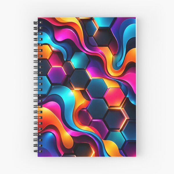 Aperçu de l'œuvre Neon Hexagon Flow – Futuristic Geometric Abstract Art créée et vendue par symbolic Tees.