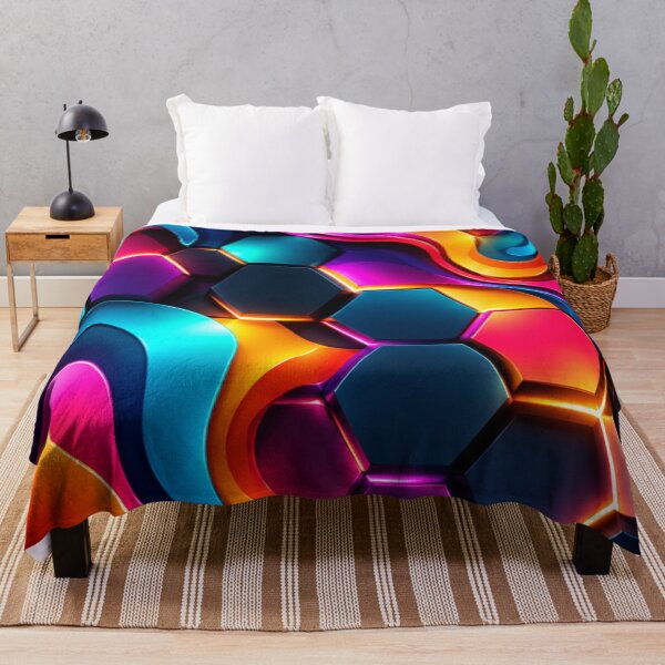 Artikelvorschau, Neon Hexagon Flow – Futuristic Geometric Abstract Art entworfen und verkauft von symbolic Tees.
