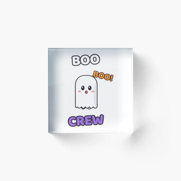 Boo Crew - Cute Ghost Marshmallow Pip Halloween — Acrylic Block by BiMood