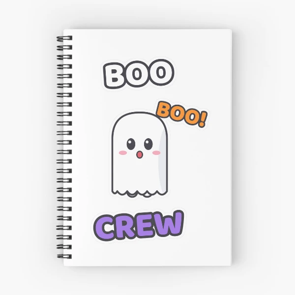 Boo Crew - Cute Ghost Marshmallow Pip Halloween — Spiral Notebook by BiMood