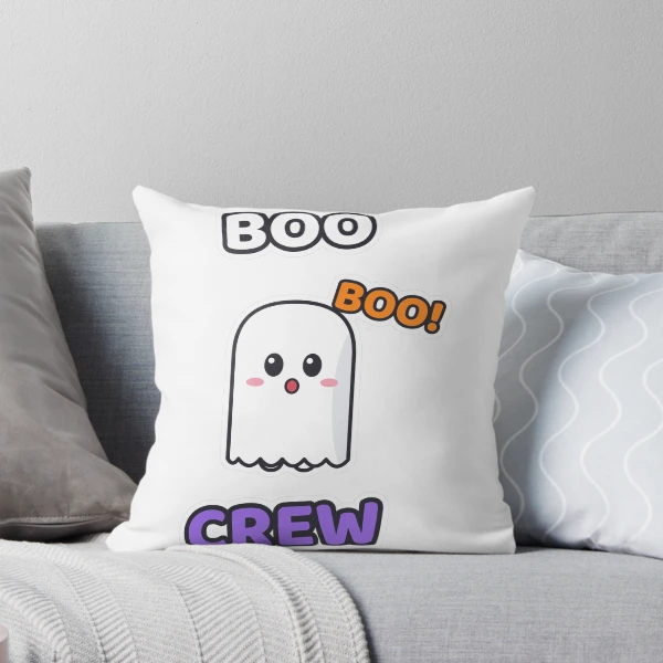 Boo Crew - Cute Ghost Marshmallow Pip Halloween — Throw Pillow by BiMood
