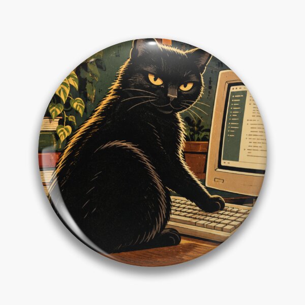 Item preview, Black Cat Working From Home at Computer designed and sold by AbstractAuraArt.