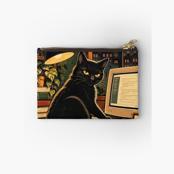 Item preview, Black Cat Working From Home at Computer designed and sold by AbstractAuraArt.