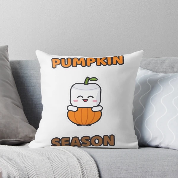 Pumpkin Season - Cute Pumpkin Marshmallow Pip — Throw Pillow by BiMood