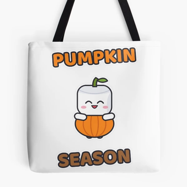 Pumpkin Season - Cute Pumpkin Marshmallow Pip — All Over Print Tote Bag by BiMood