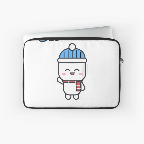 Sweater Weather - Cozy Marshmallow Pip in a Beanie — Laptop Sleeve by BiMood