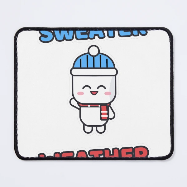 Sweater Weather - Cozy Marshmallow Pip in a Beanie — Mouse Pad by BiMood