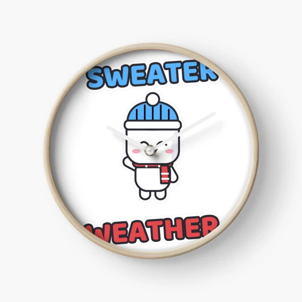 Sweater Weather - Cozy Marshmallow Pip in a Beanie — Clock by BiMood
