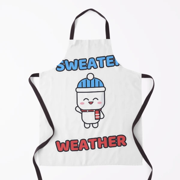 Sweater Weather - Cozy Marshmallow Pip in a Beanie — Apron by BiMood