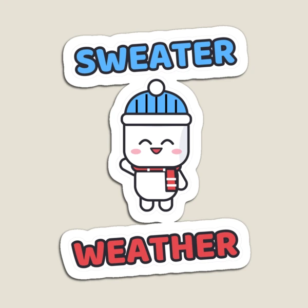 Sweater Weather - Cozy Marshmallow Pip in a Beanie — Magnet by BiMood