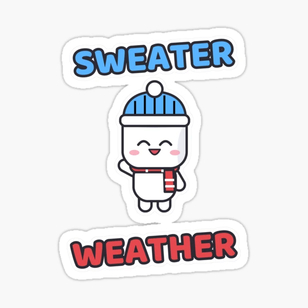Sweater Weather - Cozy Marshmallow Pip in a Beanie — Sticker by BiMood