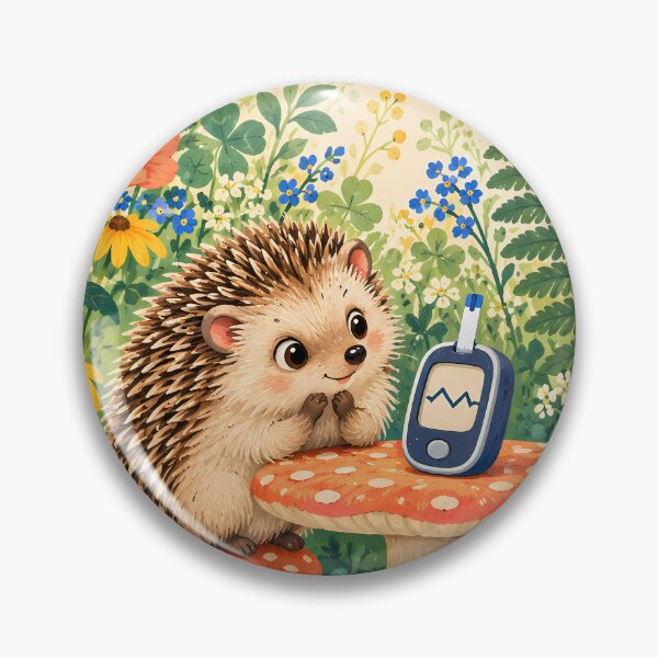 Item preview, Curious Hedgehog and Glucose Meter – Floral Diabetes Art designed and sold by Jaani-T.