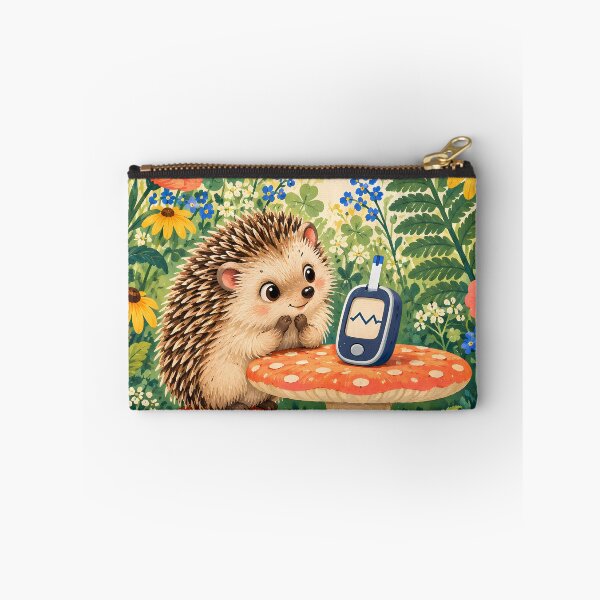 Item preview, Curious Hedgehog and Glucose Meter – Floral Diabetes Art designed and sold by Jaani-T.