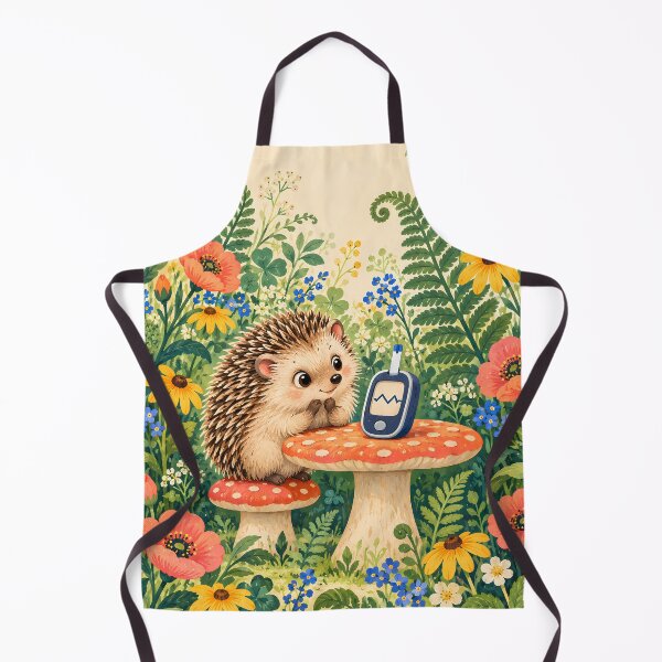 Item preview, Curious Hedgehog and Glucose Meter – Floral Diabetes Art designed and sold by Jaani-T.