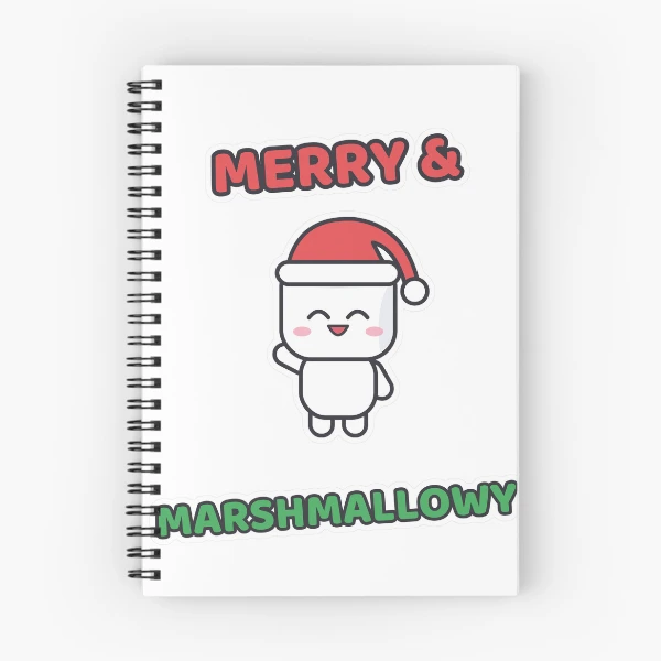 Merry and Marshmallowy - Santa Hat Pip Christmas — Spiral Notebook by BiMood