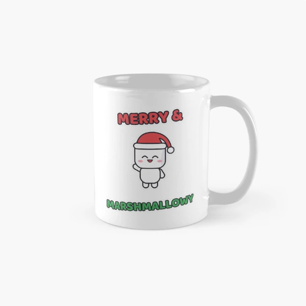 Merry and Marshmallowy - Santa Hat Pip Christmas — Classic Mug by BiMood