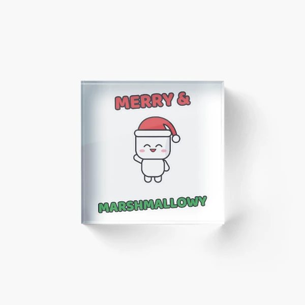 Merry and Marshmallowy - Santa Hat Pip Christmas — Acrylic Block by BiMood