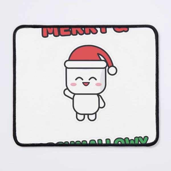 Merry and Marshmallowy - Santa Hat Pip Christmas — Mouse Pad by BiMood