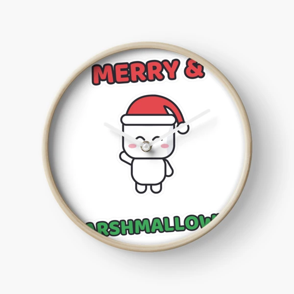 Merry and Marshmallowy - Santa Hat Pip Christmas — Clock by BiMood