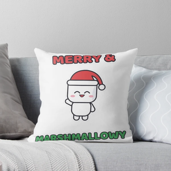 Merry and Marshmallowy - Santa Hat Pip Christmas — Throw Pillow by BiMood