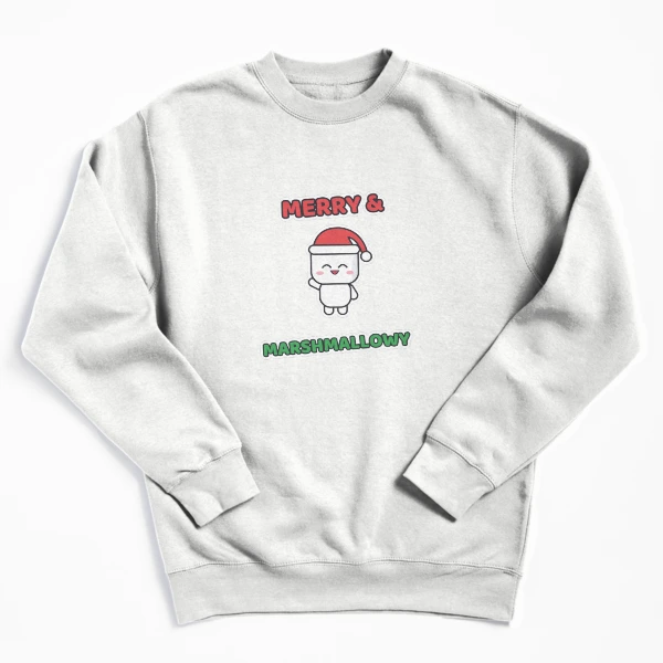 Merry and Marshmallowy - Santa Hat Pip Christmas — Pullover Sweatshirt by BiMood