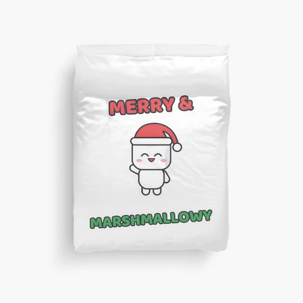 Merry and Marshmallowy - Santa Hat Pip Christmas — Duvet Cover by BiMood
