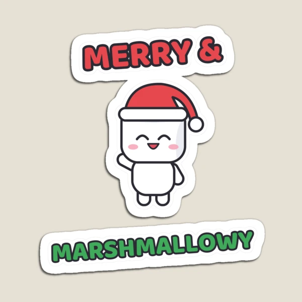 Merry and Marshmallowy - Santa Hat Pip Christmas — Magnet by BiMood