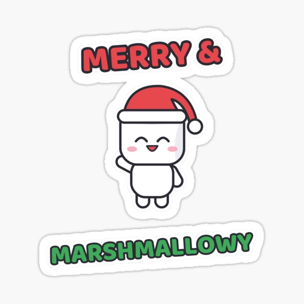 Merry and Marshmallowy - Santa Hat Pip Christmas — Sticker by BiMood