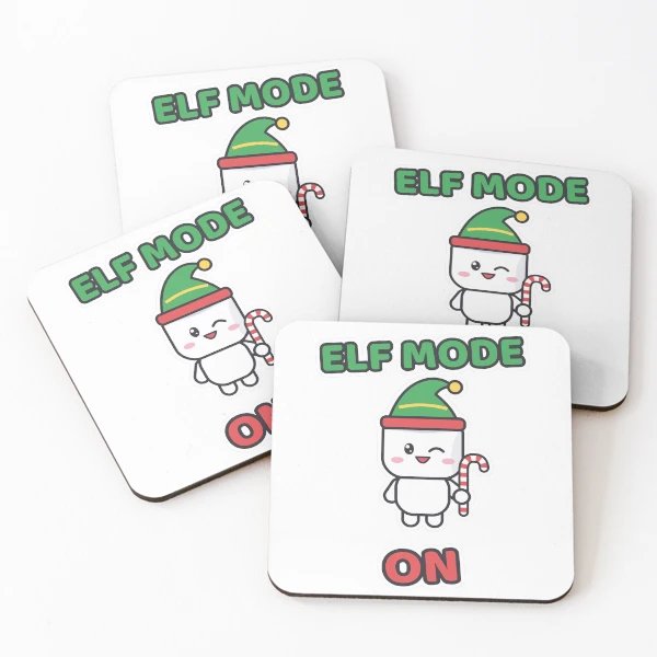 Elf Mode On - Cute Elf Marshmallow Pip Christmas — Coasters (Set of 4) by BiMood