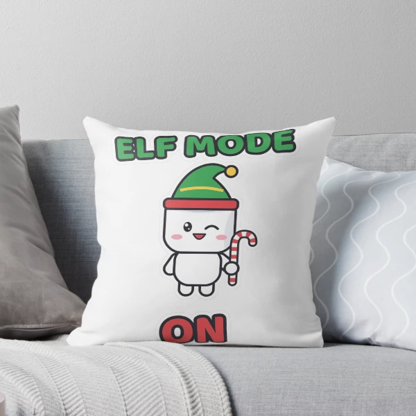 Elf Mode On - Cute Elf Marshmallow Pip Christmas — Throw Pillow by BiMood