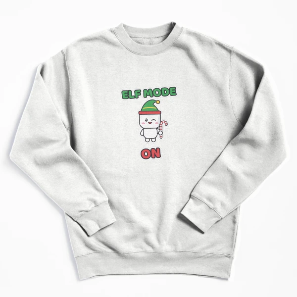 Elf Mode On - Cute Elf Marshmallow Pip Christmas — Pullover Sweatshirt by BiMood