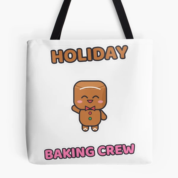 Holiday Baking Crew - Gingerbread Marshmallow Pip — All Over Print Tote Bag by BiMood