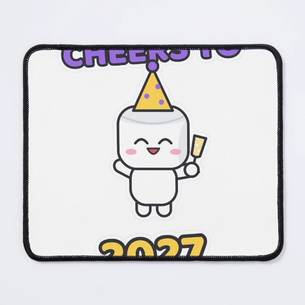 Cheers to 2027 - Party Marshmallow Pip New Year — Mouse Pad by BiMood
