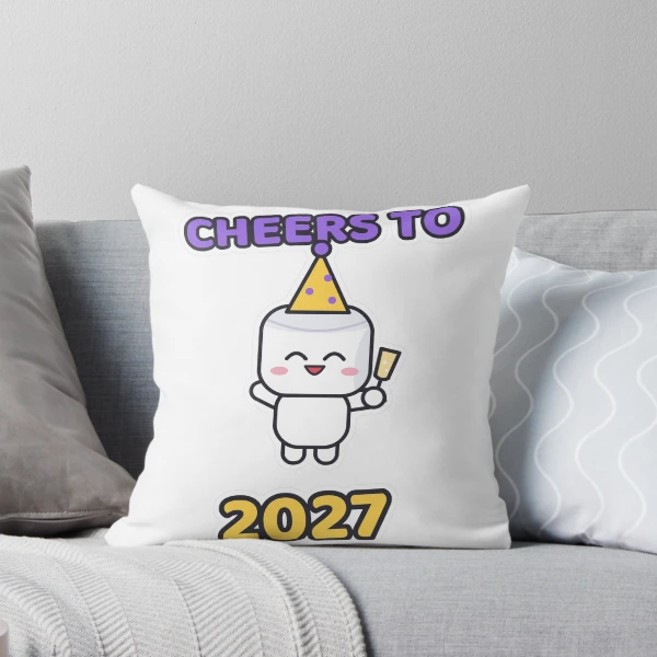 Cheers to 2027 - Party Marshmallow Pip New Year — Throw Pillow by BiMood