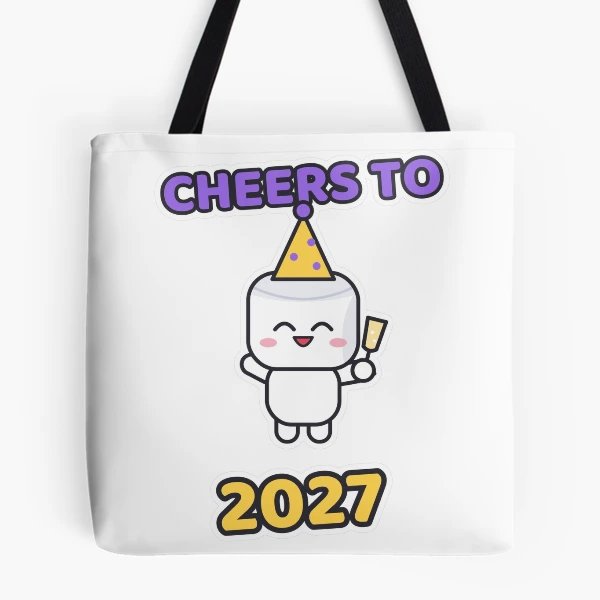 Cheers to 2027 - Party Marshmallow Pip New Year — All Over Print Tote Bag by BiMood