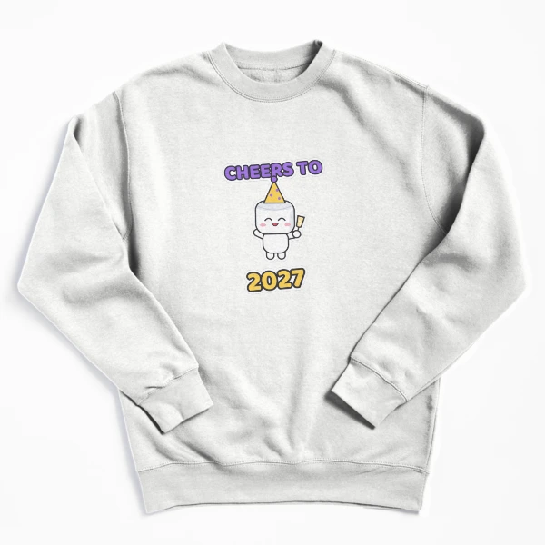 Cheers to 2027 - Party Marshmallow Pip New Year — Pullover Sweatshirt by BiMood